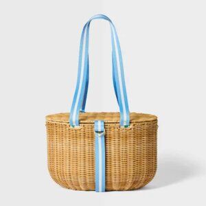 Roller Rabbit x Target - Woven Picnic Basket Blue NWT